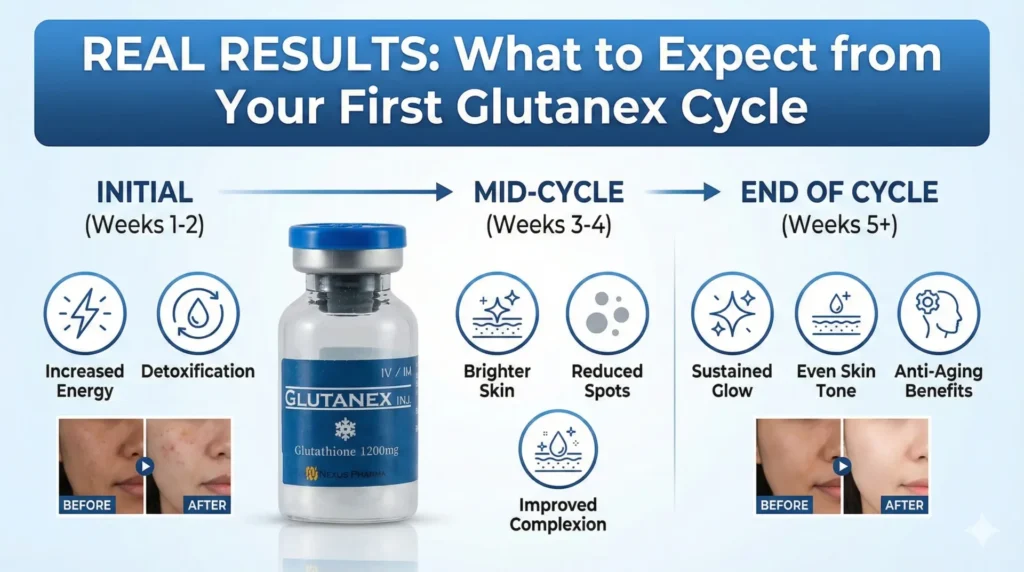 Glutathione IV results timeline