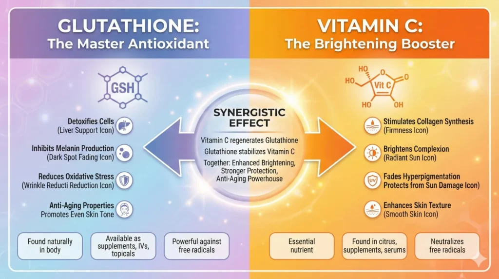 Glutathione vs Vitamin C for skin